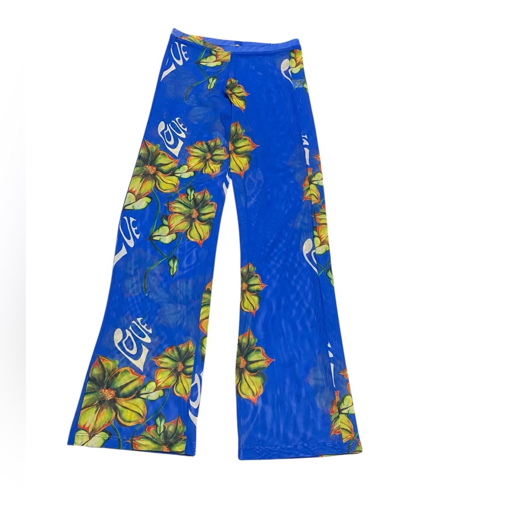 JJ X Coachella mesh pants.blue floral